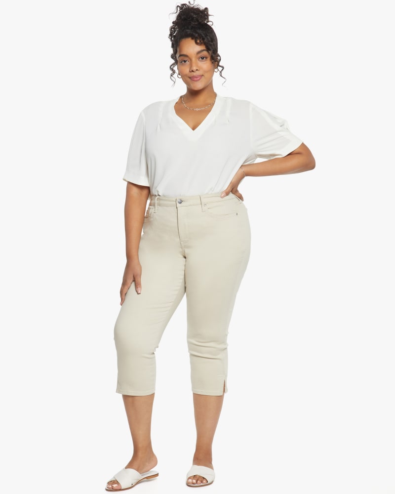 Front of a model wearing a size 14W Chloe Capri Pant in Feather by NYDJ. | dia_product_style_image_id:187662